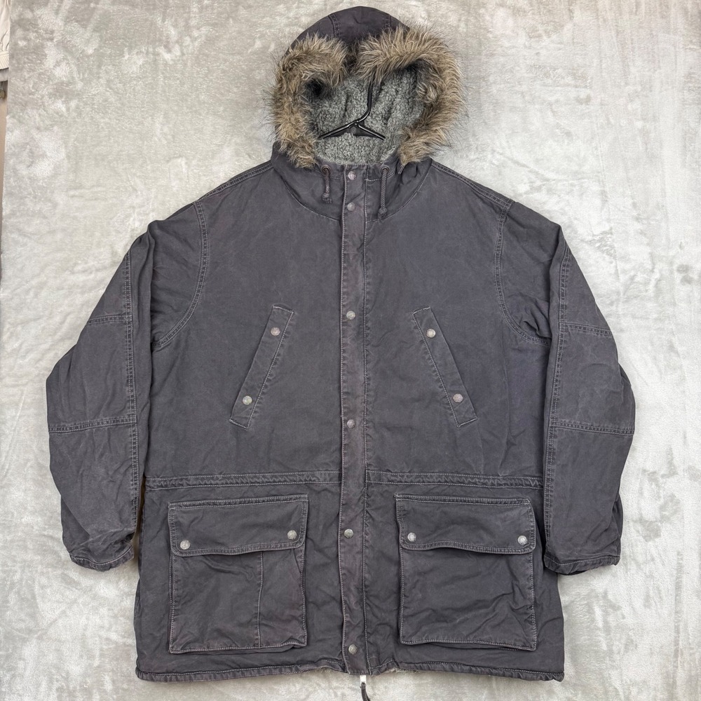 American Eagle Outfitters Mens XL Sherpa Lined Parka Jacket Faux Fur Y2K VTG